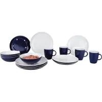Gimex Solid Line Servies - Blauw & Wit - 16-Delig