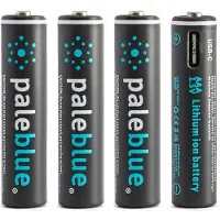 Pale Blue Li-Ion Rechargeabl AAA Battery 4 pack of AAA with 4x1 charging cable