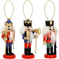 Springos Notenkraker Kerst | Houten Soldaat | Kerstversiering | 3 Stuks | Multicolor | 8 cm