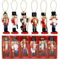 Springos Notenkraker Kerst | Houten Soldaat | Kerstversiering | 6 Stuks | Multicolor | 6 cm
