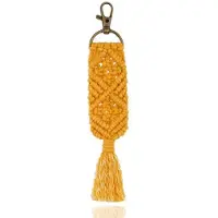 Deja Jewels Geknoopte Boho Sleutelhanger Handgemaakt Geel van Katoen en Metaal