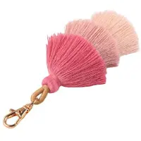 Deja Jewels Sleutelhanger Boho Handgemaakt met Kwastjes van Katoen Roze
