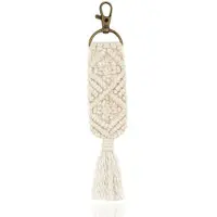 Deja Jewels Geknoopte Boho Sleutelhanger Handgemaakt Wit van Katoen en Metaal