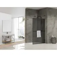 Van Rijn ST04 inloopdouche met handdoekhouder matzwart rookglas 90x200cm