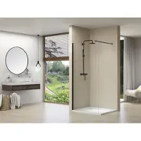 Van Rijn ST01 inloopdouche met helder glas 90x200cm zwart mat
