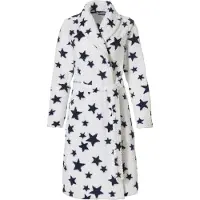 Rebelle fleece badjas met sterren wit Dames