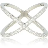 My Bendel - Brede Zilverkleurige Ring met Zirkonia Steentjes - Brede Zilverkleurige Ring - Zirkonia Stenen - Stainless Steel - met Luxe Cadeauverpakking | Sieraden Voor Dames | Maat 18.00 Mm / Maat 57