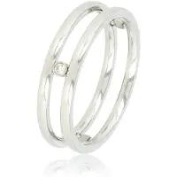 My Bendel - Dubbele Ring Ring met Drie Zirkonia Stenen - Dubbele Ring met Zirkonia Stenen • Zilverkleurig - met Luxe Cadeauverpakking | Sieraden Voor Dames | Maat 17.00 Mm / Maat 53