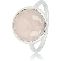 My Bendel - Ring Zilverkleurig met Rose Quartz Edelsteen - Zilverkleurige Ring - Unieke Rose Quartz Edelsteen - Liefdevol - met Luxe Cadeauverpakking | Sieraden Voor Dames | Maat 19.00 Mm / Maat 60