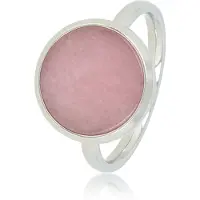 My Bendel - Zilverkleurige Ring met Ronde Rhodonite - Zilverkleurige Ring met Ronde Rhodonite - Moderne Stijlvolle Look - met Luxe Cadeauverpakking | Sieraden Voor Dames | Maat 18.00 Mm / Maat 57