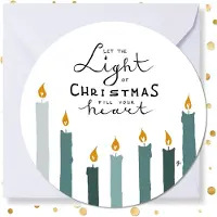 MajesticAlly Kerstkaart rond ‘Light of Christmas’ - 10 stuks -met enveloppen - kerstkaarten