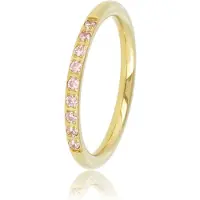 My Bendel - Fijne Aanschuifring Goudkleurig met Roze Steentjes - Fijne Aanschuifring Goudkleurig - Roze Zirkonia Steentjes - met Luxe Cadeauverpakking | Sieraden Voor Dames | Maat 16.00 Mm / Maat 50