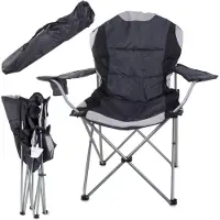 VERK Luxe Campingstoel Vouwstoel Visstoel - Grijs - draaggewicht 120kg - Opvouwbare stoel