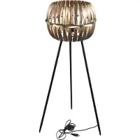 Ptmd Ixavi Gold Iron Floor Lamp Wide Knotted Look Shade (Goud, 40x40x108cm)