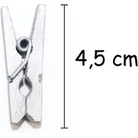 Benza Houten Kerst knijper wasknijpers Wenskaart - zilver 4,5 cm - 200 stuks