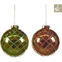 Goodwill Kerstbal Metalic Groen-Metalic Rozé D 10 cm - LET OP prijs per stuk