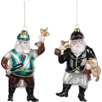 Goodwill Kerstbal-Kerstman-Ruiter Bruin-Blauw 16 cm LET OP Prijs Per Stuk