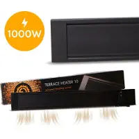 Ecosun Luxe Heater Terrasverwarmer - Elektrische Verwarming - 1000W - Infrarood Verwarmingspaneel - Aluminium - Hangend - Zwart
