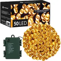 Springos Kerstverlichting | 5,5 m | Batterij | 50 LED | Warm Wit