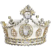 Goodwill Kerstbal-Jewel-Kroon-Piek Crème-Goud Lengte 17 cm