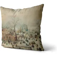 ZenXstore Dutch Design Sierkussens bij ZenXhome “Winter Landscape with Skaters” 40X40 inclusief kussens