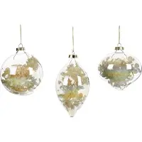 Goodwill Kerstbal Glas-Droogbloem Wit 10 cm Voordeelaanbod Ass. per 3 stuks