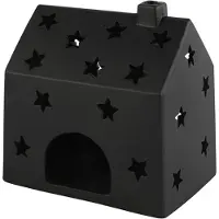 Countryfield Theelichth huis Jule L zwart-L11,5B16,5H16,5CM