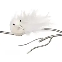 Goodwill Kerstbal-Vogel op klip-Kolibrie Echte veertjes Wit D 18 cm Voordeelaanbod van 2 stuks
