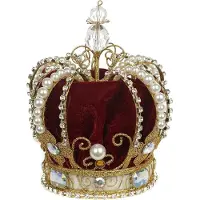 Goodwill Kerstbal-Jewel-Kroon-Piek Parel Goud-Rood Lengte 17 cm