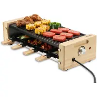 Swiss Pro+ - Gourmetstel - Raclette 8 personen - + GRATIS MARMEREN BAKPLAAT - Gourmetstel – 8 personen - Bamboe behuizing - Nieuw model 2026