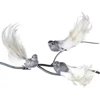 Goodwill Kerstbal-Vogel op klip Zilver-Wit 18 cm Assortiment 3 Stuks