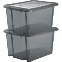 Eda Opbergbox 80L - 8x - grijs - stapelbaar - L56 x B50 x H36 cm - kunststof - Bak/doos met deksel