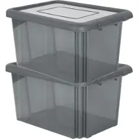 Eda Opbergbox 55L - 8x - grijs - stapelbaar - L58 x B44 x H31 cm - kunststof - Bak/doos met deksel