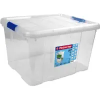 Hega hogar Opbergbox - 6x - met deksel - 42 x 35 x 25 cm - 25 Liter - Opbergbakken - Transparant