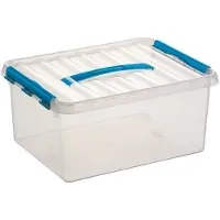 Sunware 2x Opberg box/opbergdoos 15 liter 40 cm transparant/blauw - A4