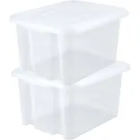 Eda Opbergbox 80L - 3x - wit - stapelbaar - L56 x B50 x H36 cm - kunststof - Bak/doos met deksel
