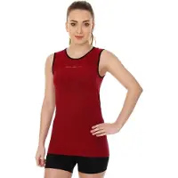 Brubeck Dames Sportkleding - 3D PRO Hardloopshirt / Sportshirt Mouwloos - Naadloos -Cherry-S