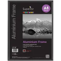 SECO fotolijst A4 - 21 x 29.7cm - zwart geborsteld aluminium - met standaard - 11mm frame - SE-ALA4-BK