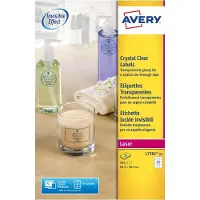 Avery Crystal clear etiketten 63,5 x 38,1 mm, transparant, Laserprinter, permanent klevend L7782-25