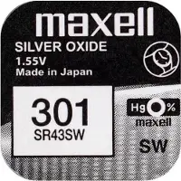 Maxell - 301 / SR43SW - Zilveroxide Knoopcel - horlogebatterij - 2 (twee) stuks