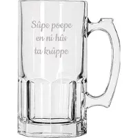 Libbey Bierpul gegraveerd - 1ltr - Sûpe poepe en ni hûs ta krûppe
