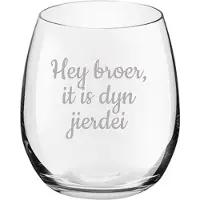 Royal Leerdam Drinkglas gegraveerd - 39cl - Hey broer it is dyn jierdei