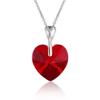 Montebello Ketting Pim HZ56 - Swarovski Hart - 925 Zilver Gerhod. - Ø14mm - 45cm