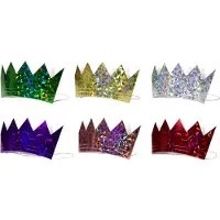 Folat - Meerkleurige Holografische Kroontjes - 6 stuks