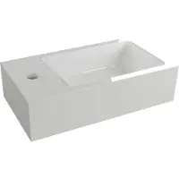 Linie Vano enkele wastafel Glanzend Wit composiet marmer 41 x 22 cm