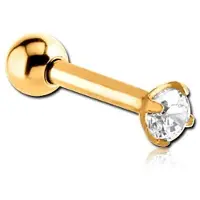 Lucardi Stalen helixpiercing goldplated met zirkonia