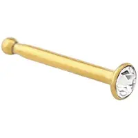 Lucardi Dames Stalen neuspiercing gold bone kristal - Piercing - Staal - Goudkleurig