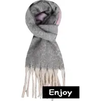 Enjoy sjaal- grijs /roze-dikke sjaal /langwerpig