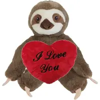 Keel Toys Valentijn - Knuffel Luiaard - 23 cm - met rood Love you hartje - 10 cm