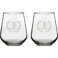Pasabahce Gegraveerde set Drinkglazen 42,5cl Papa + Mama 5 jaar getrouwd